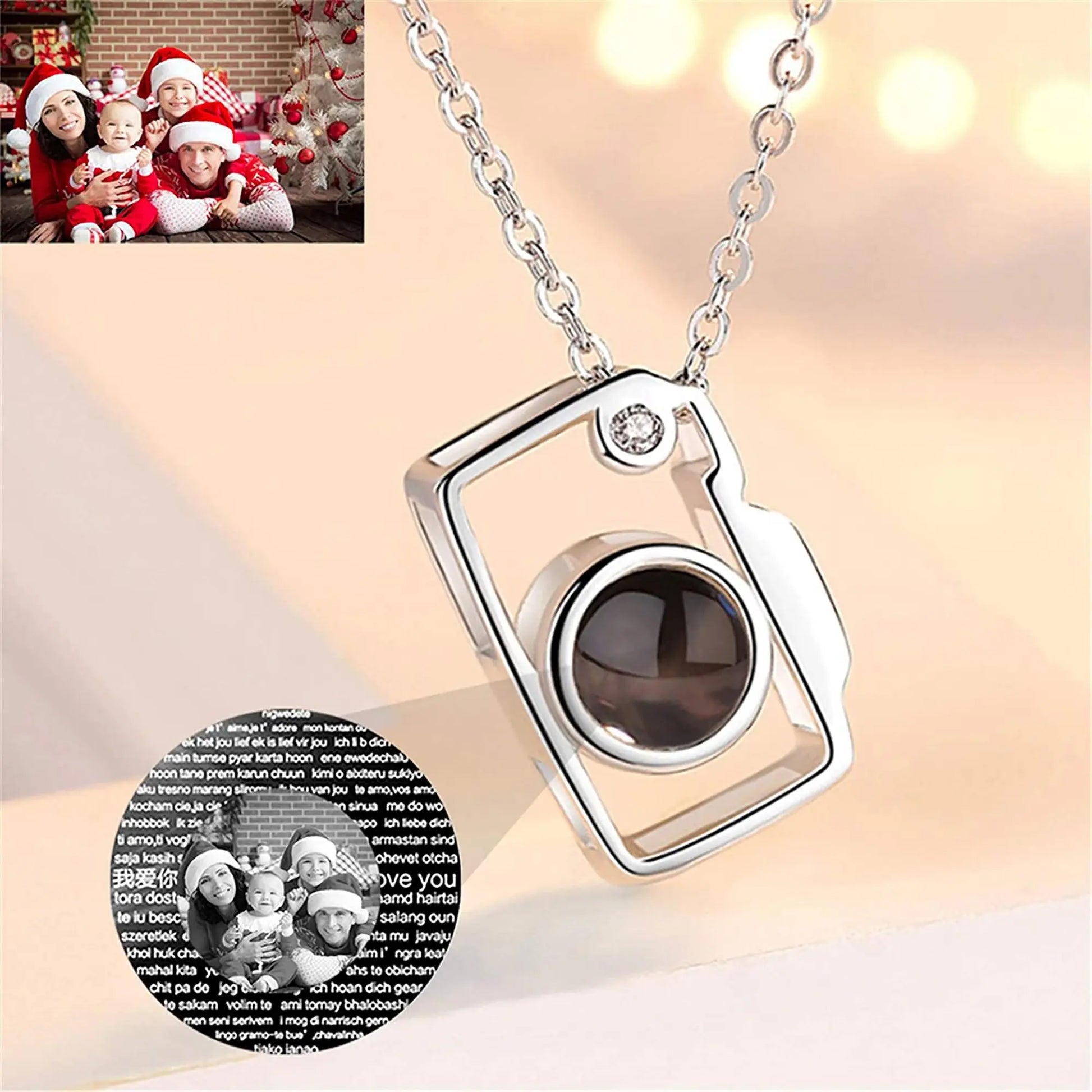 Personalized Classic Camera Shaped Projection Necklace Customized Photo Name Pendant nowadaysfashion