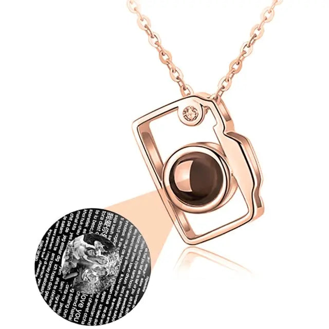 Personalized Classic Camera Shaped Projection Necklace Customized Photo Name Pendant nowadaysfashion