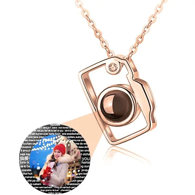 Personalized Classic Camera Shaped Projection Necklace Customized Photo Name Pendant nowadaysfashion