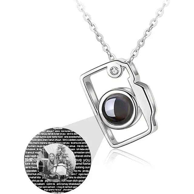 Personalized Classic Camera Shaped Projection Necklace Customized Photo Name Pendant nowadaysfashion