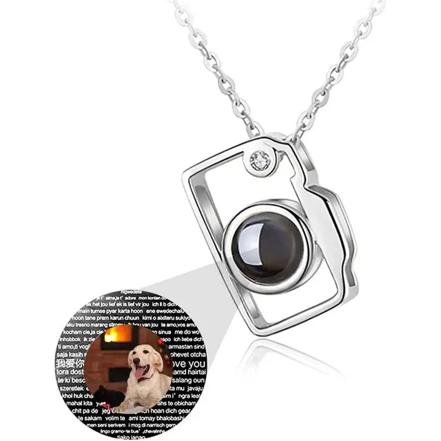 Personalized Classic Camera Shaped Projection Necklace Customized Photo Name Pendant nowadaysfashion