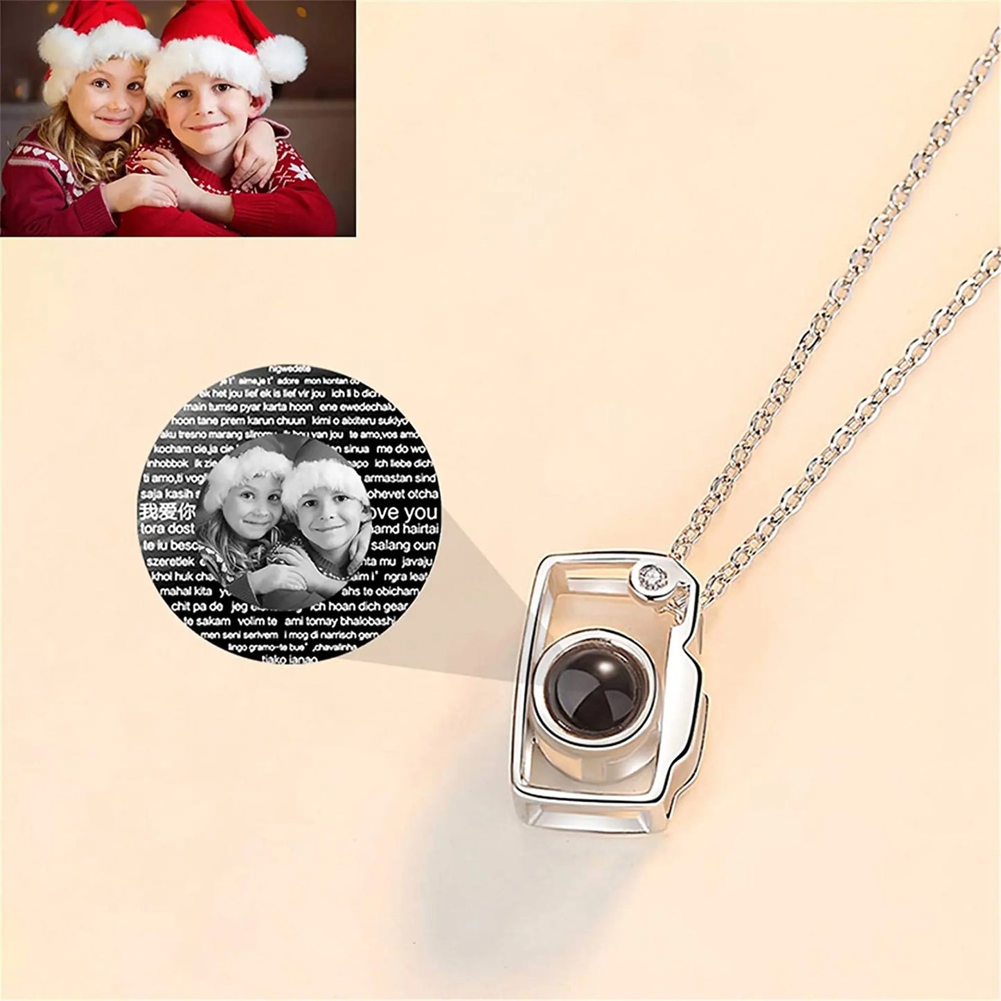 Personalized Classic Camera Shaped Projection Necklace Customized Photo Name Pendant nowadaysfashion