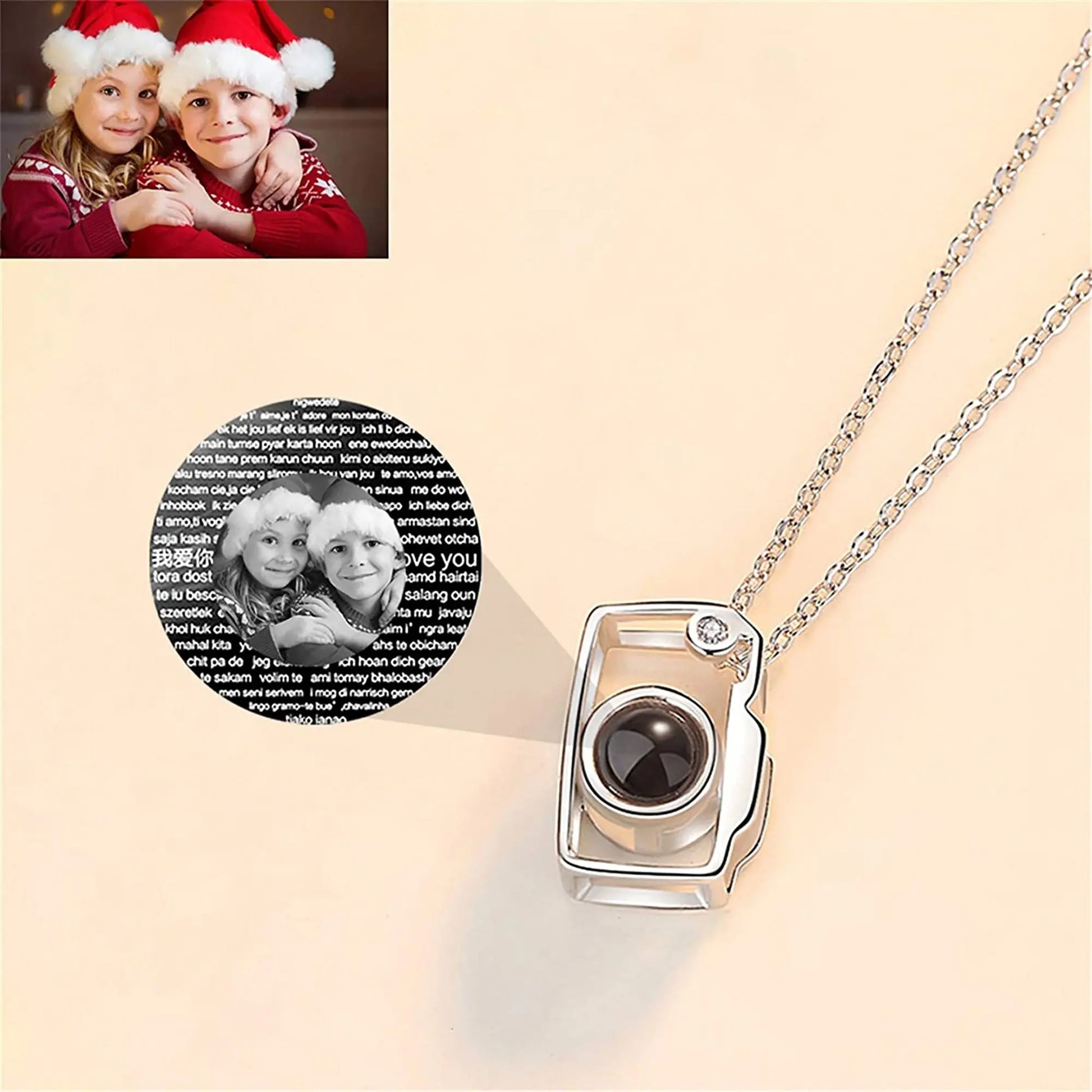 Personalized Classic Camera Shaped Projection Necklace Customized Photo Name Pendant nowadaysfashion