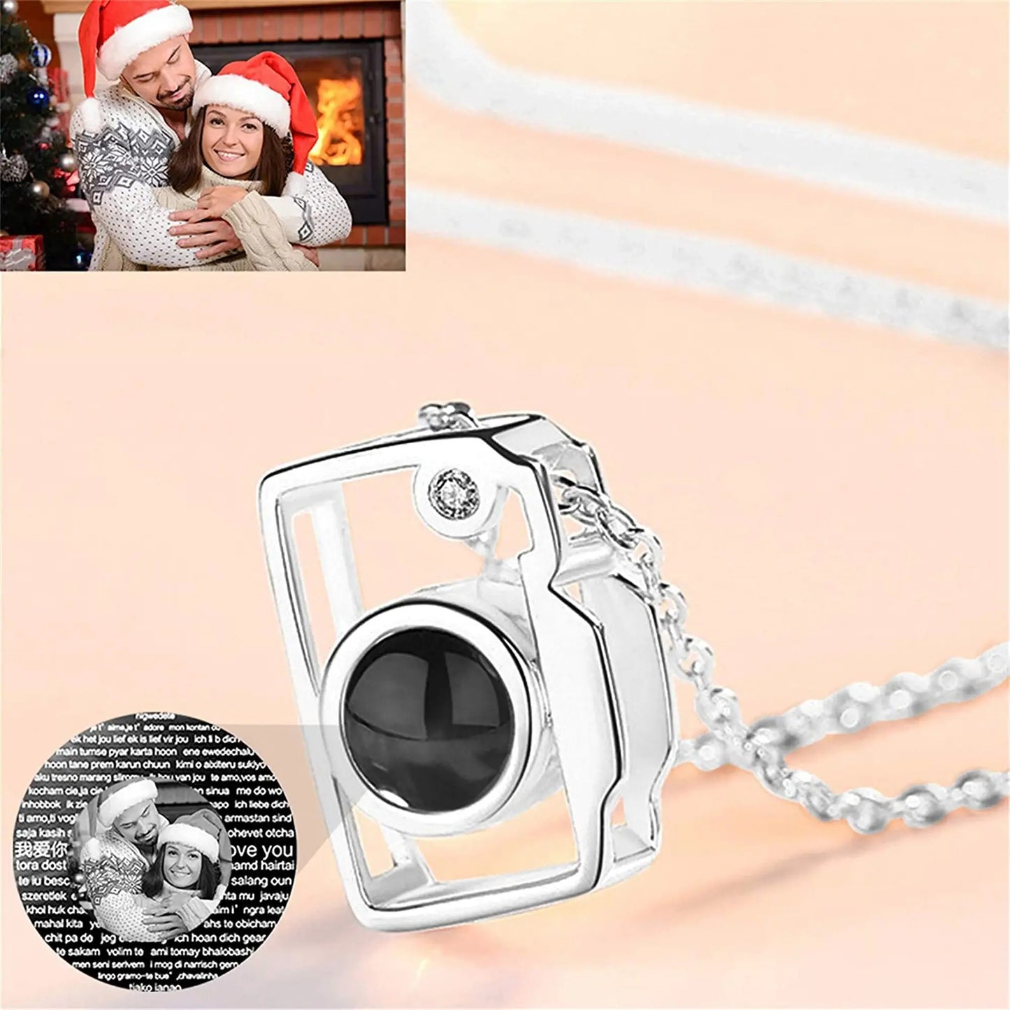 Personalized Classic Camera Shaped Projection Necklace Customized Photo Name Pendant nowadaysfashion