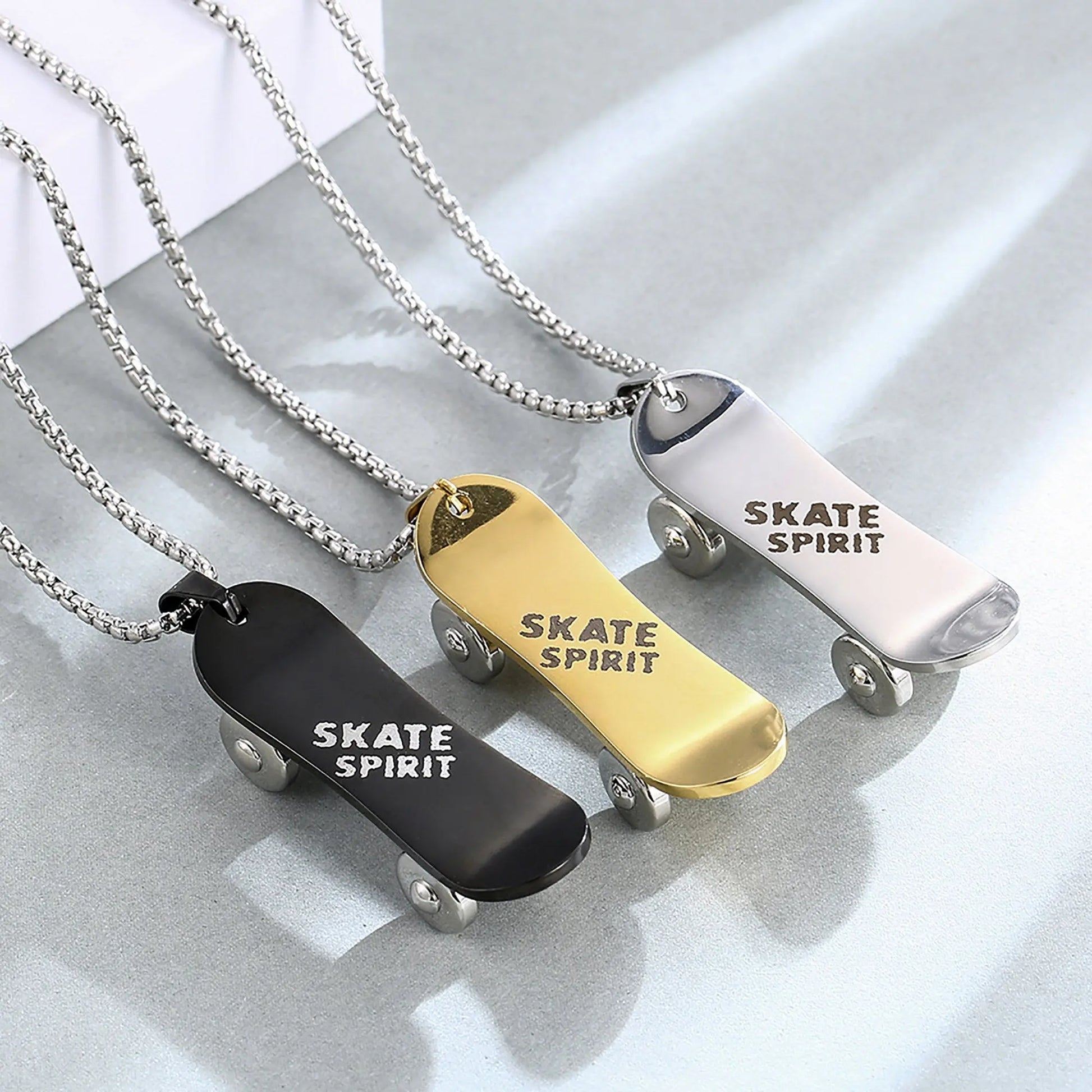 Personalized Stainless Steel Skateboard Pendant Custom Text Necklace nowadaysfashion