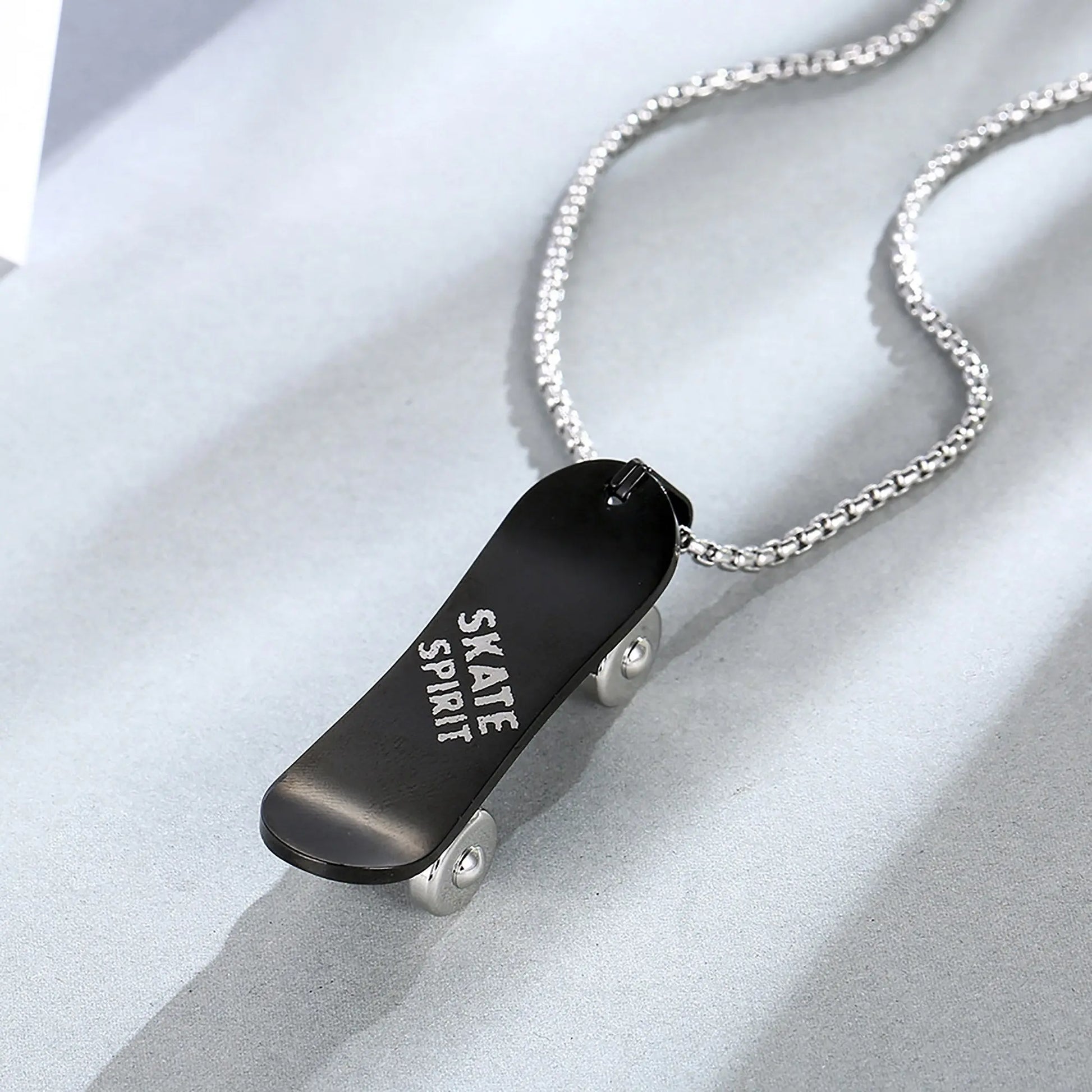 Personalized Stainless Steel Skateboard Pendant Custom Text Necklace nowadaysfashion