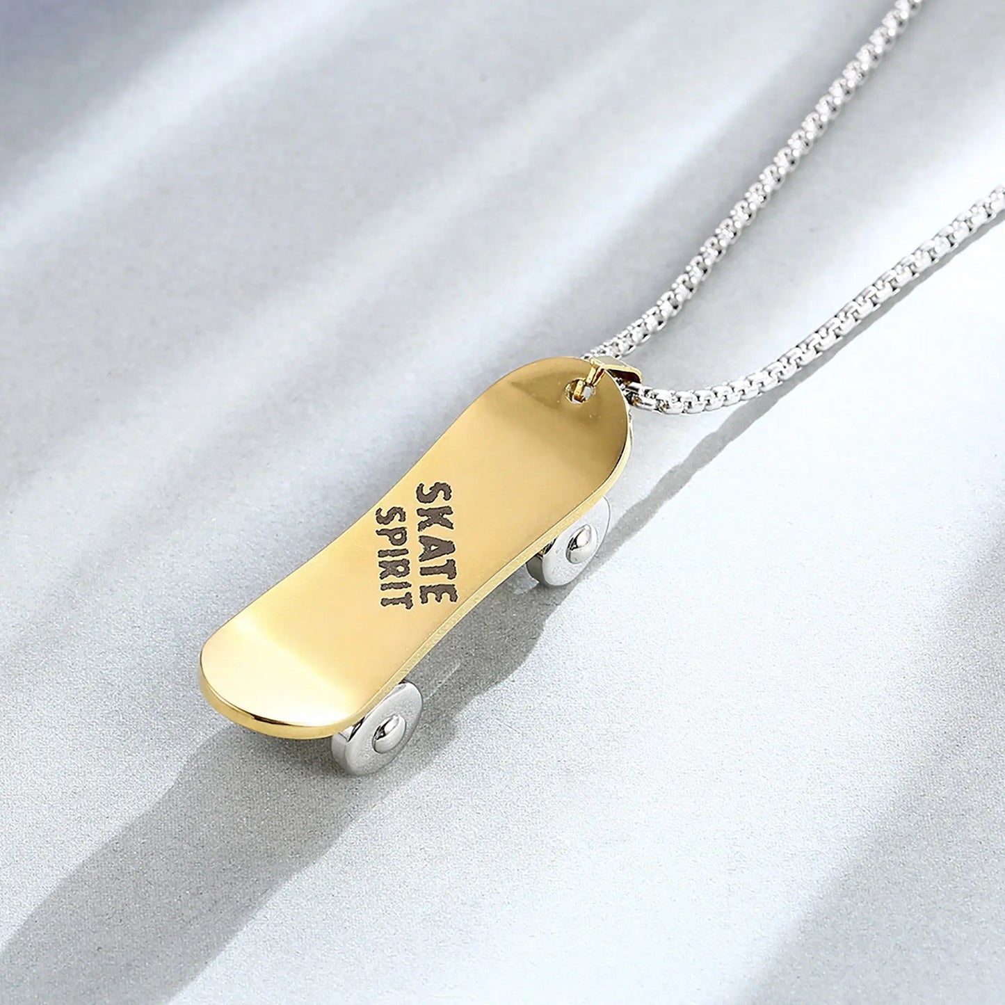 Personalized Stainless Steel Skateboard Pendant Custom Text Necklace nowadaysfashion