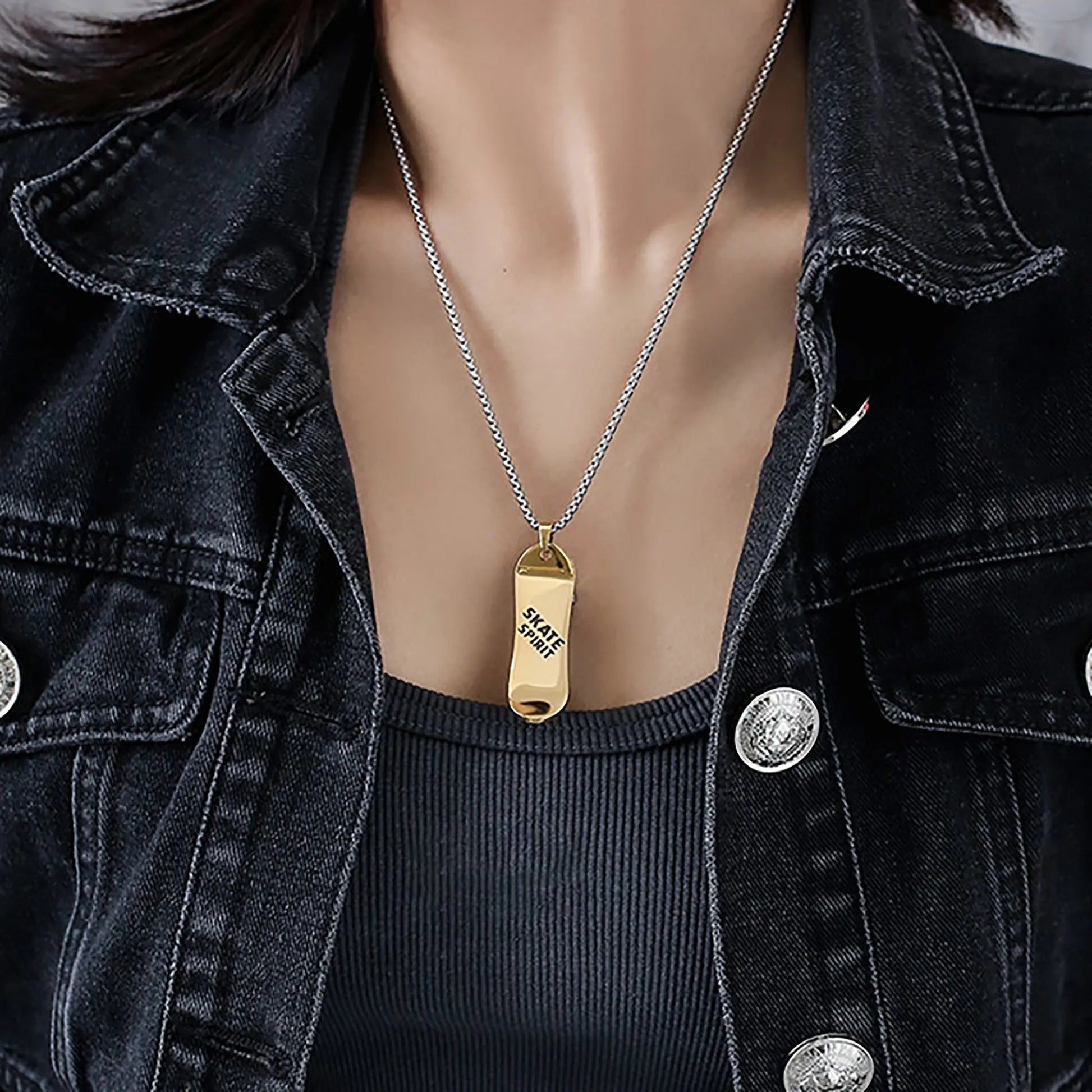 Personalized Stainless Steel Skateboard Pendant Custom Text Necklace nowadaysfashion