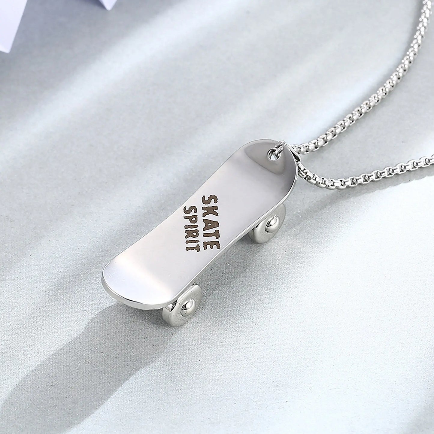 Personalized Stainless Steel Skateboard Pendant Custom Text Necklace nowadaysfashion