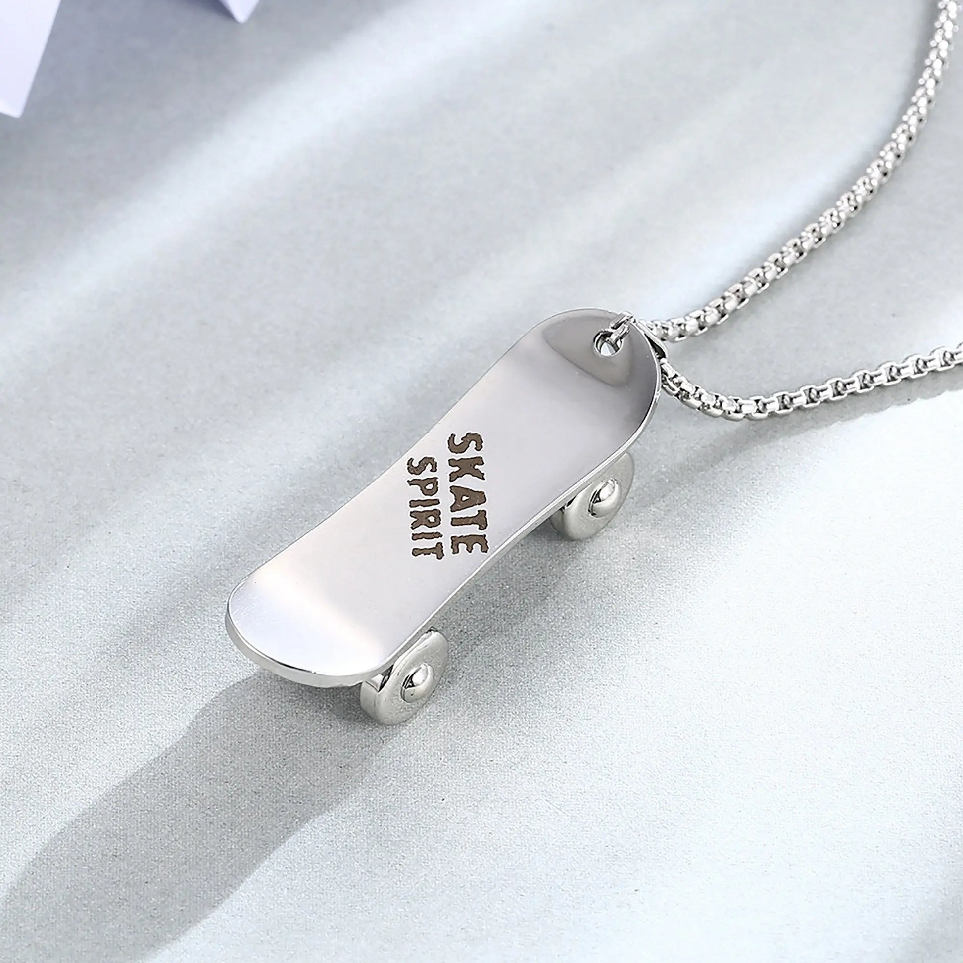 Personalized Stainless Steel Skateboard Pendant Custom Text Necklace nowadaysfashion