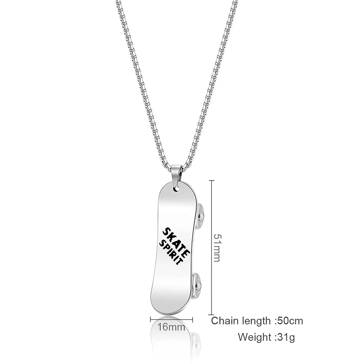 Personalized Stainless Steel Skateboard Pendant Custom Text Necklace nowadaysfashion