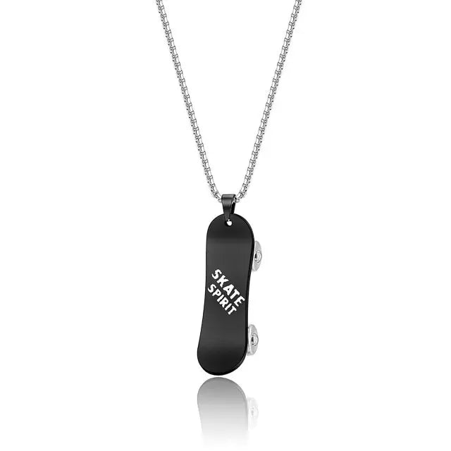Personalized Stainless Steel Skateboard Pendant Custom Text Necklace nowadaysfashion