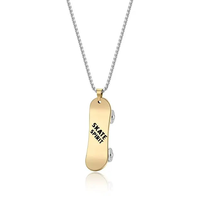 Personalized Stainless Steel Skateboard Pendant Custom Text Necklace nowadaysfashion