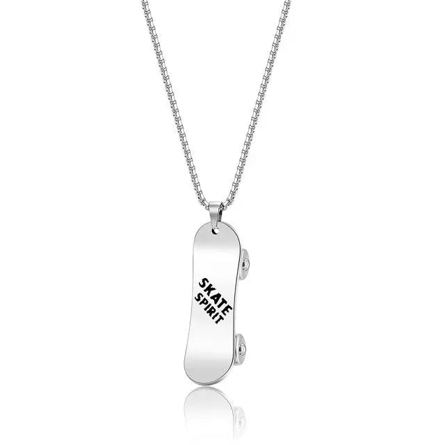 Personalized Stainless Steel Skateboard Pendant Custom Text Necklace nowadaysfashion
