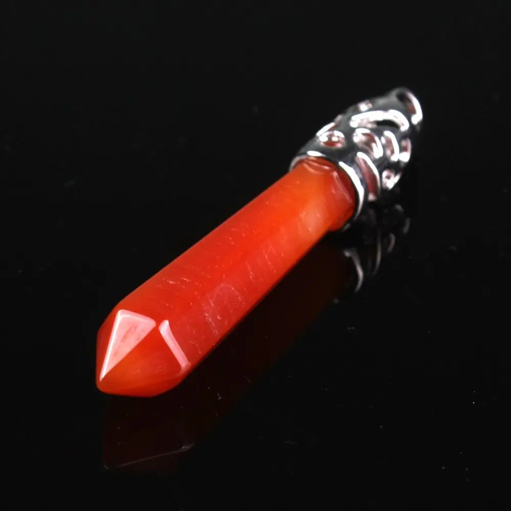 1Pc carnelian Quartz Opal Opalite Carnelian Gem Stone Healing Chakra Pendulum Pendant nowadaysfashion