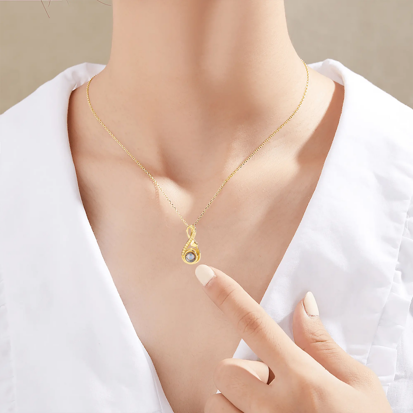 Projection necklace For Customized Photos Romantic Love Memory Wedding Necklace for Women - Blade & Thread