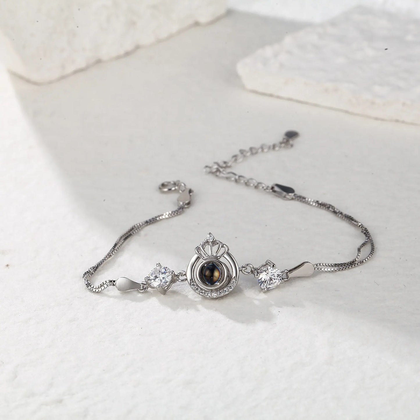 Projection queen crown bracelet for customized photos Couple Bangles For Him - Blade & Thread