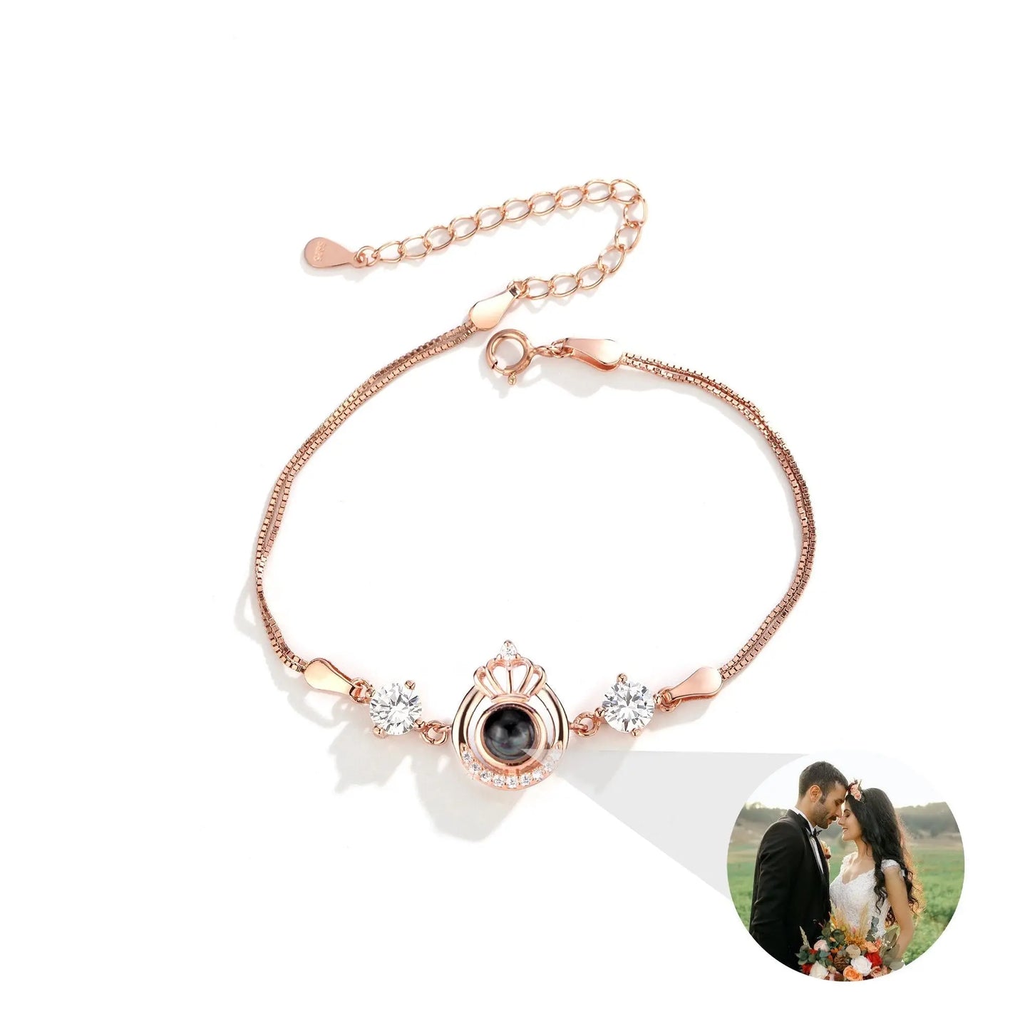 Projection queen crown bracelet for customized photos Couple Bangles For Him - Blade & Thread