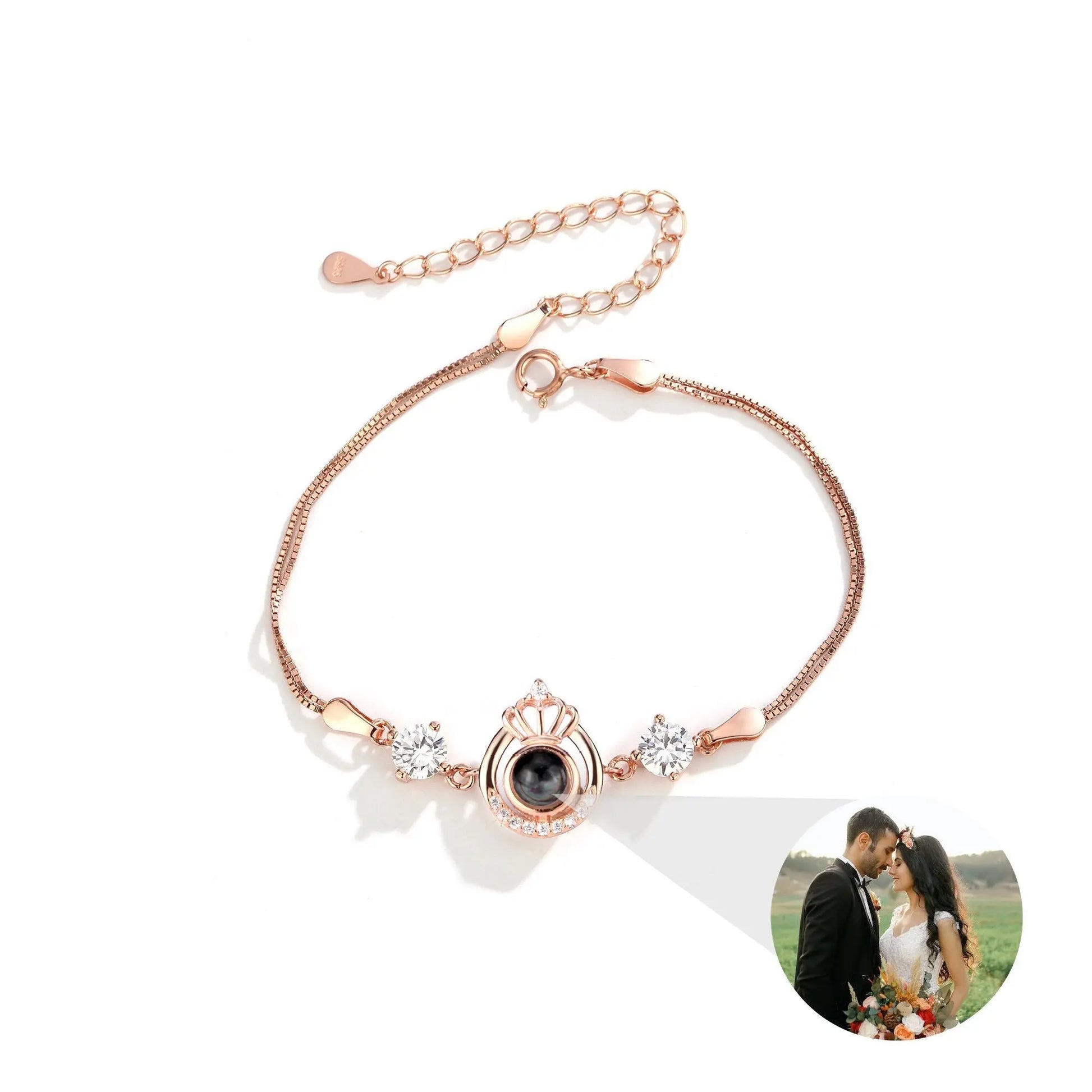 Projection queen crown bracelet for customized photos Couple Bangles For Him - Blade & Thread