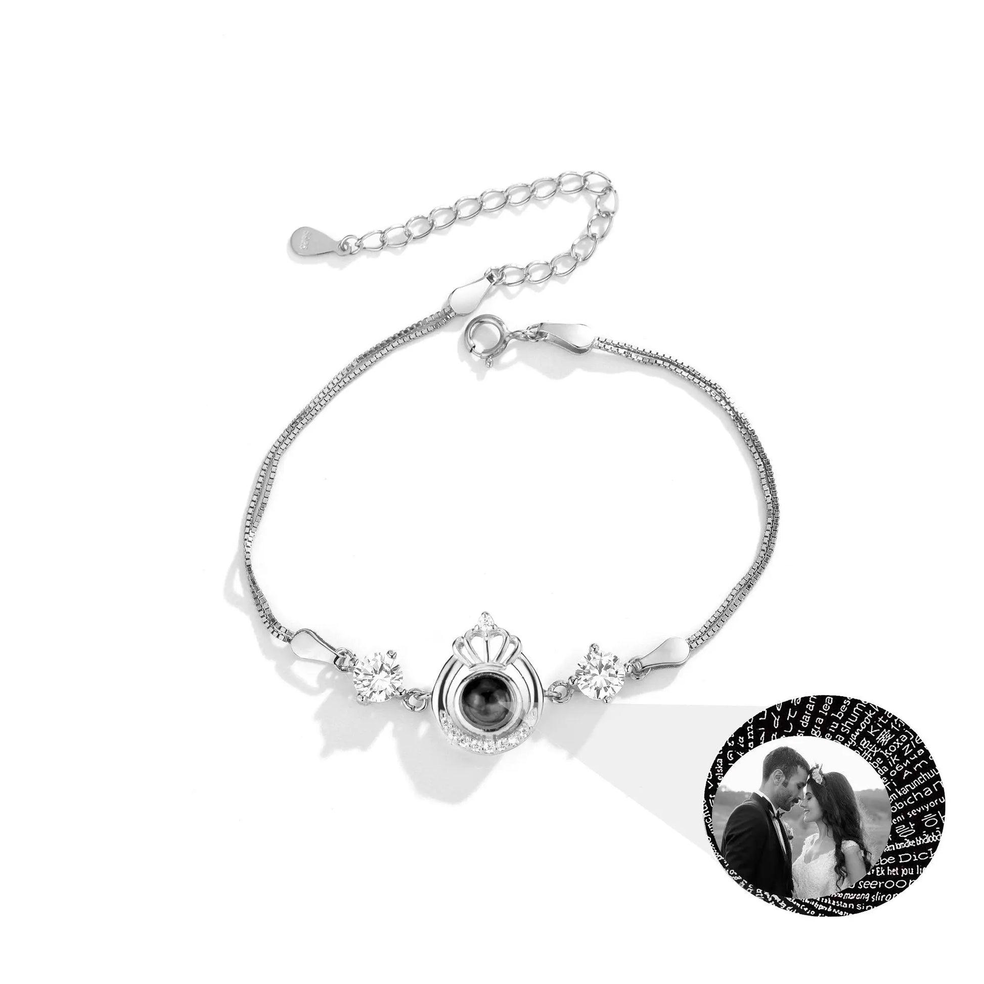 Projection queen crown bracelet for customized photos Couple Bangles For Him - Blade & Thread