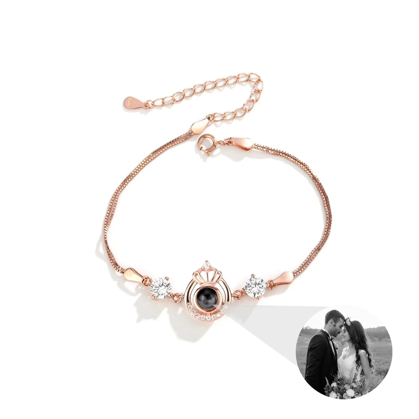 Projection queen crown bracelet for customized photos Couple Bangles For Him - Blade & Thread