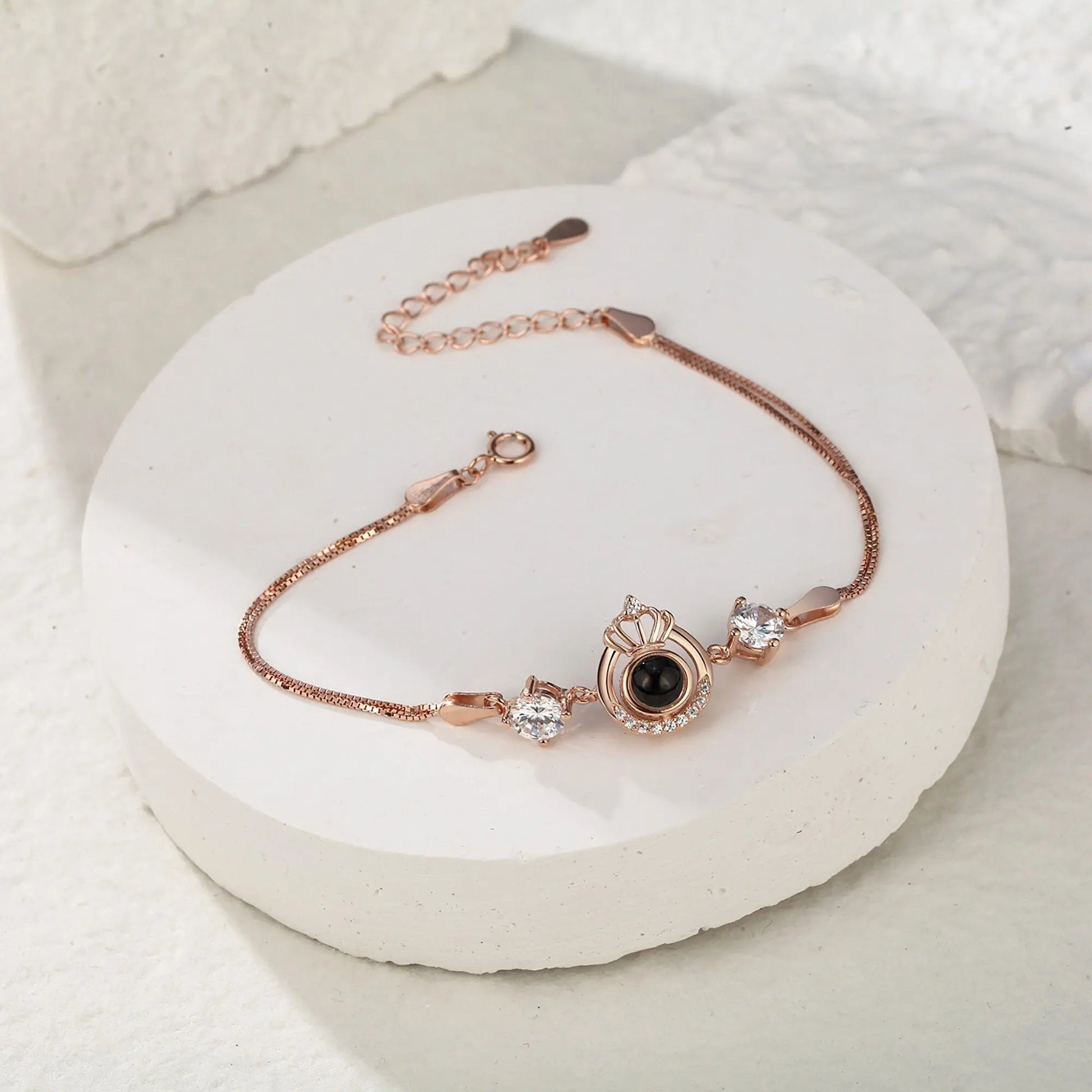 Projection queen crown bracelet for customized photos Couple Bangles For Him - Blade & Thread