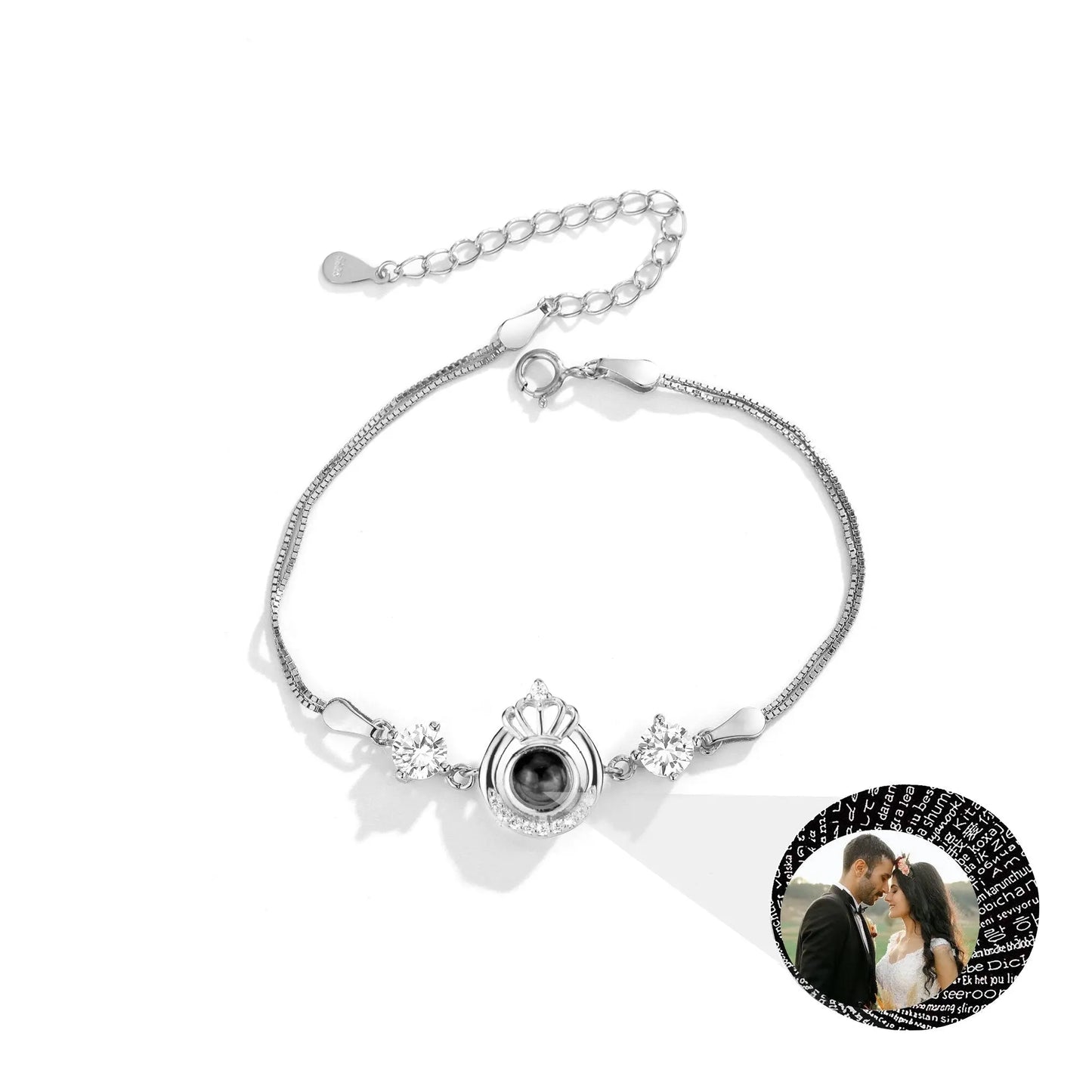 Projection queen crown bracelet for customized photos Couple Bangles For Him - Blade & Thread