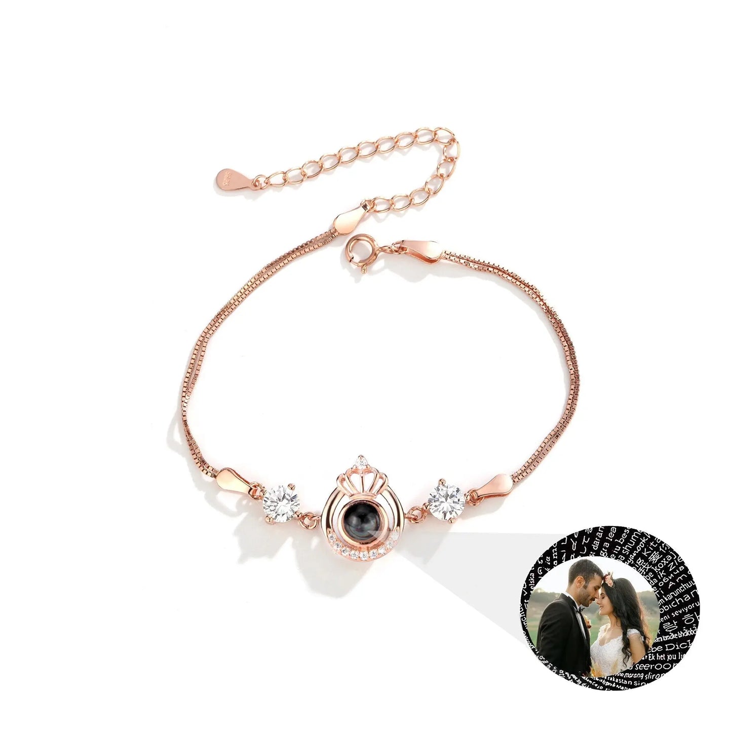 Projection queen crown bracelet for customized photos Couple Bangles For Him - Blade & Thread