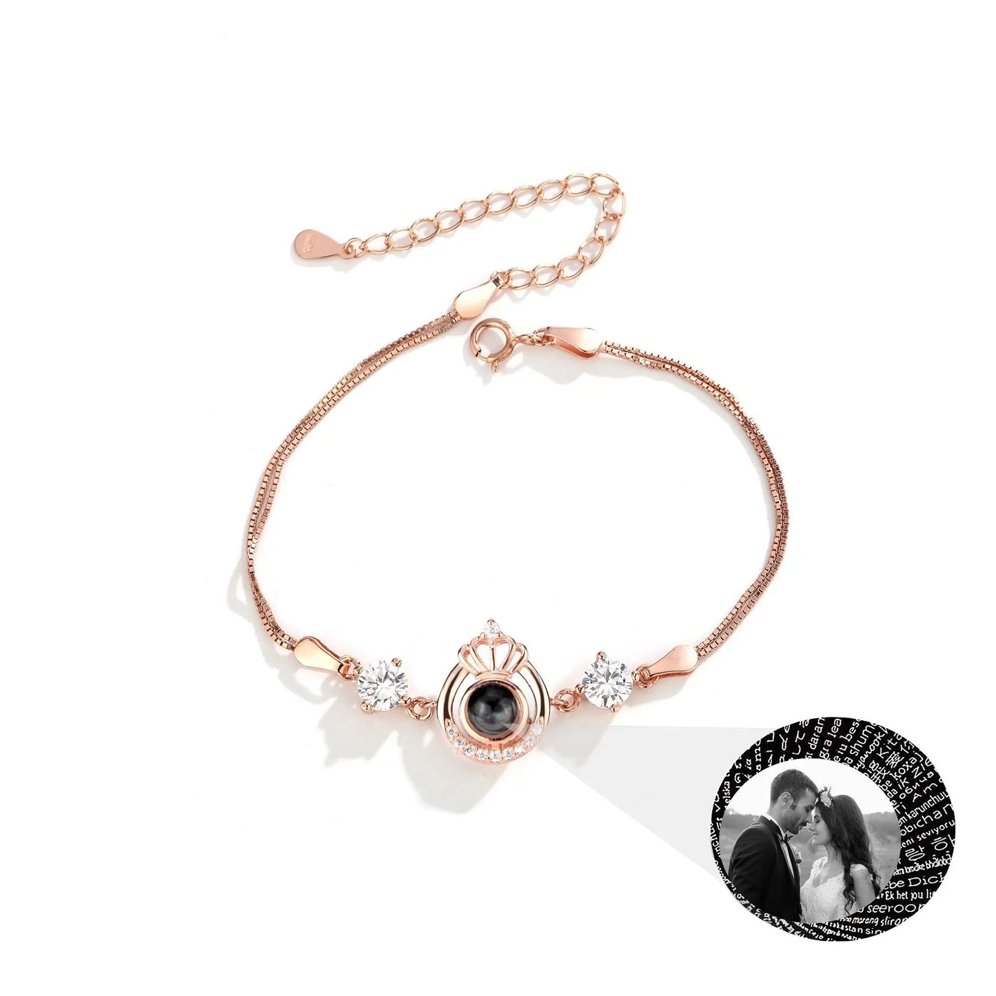 Projection queen crown bracelet for customized photos Couple Bangles For Him - Blade & Thread