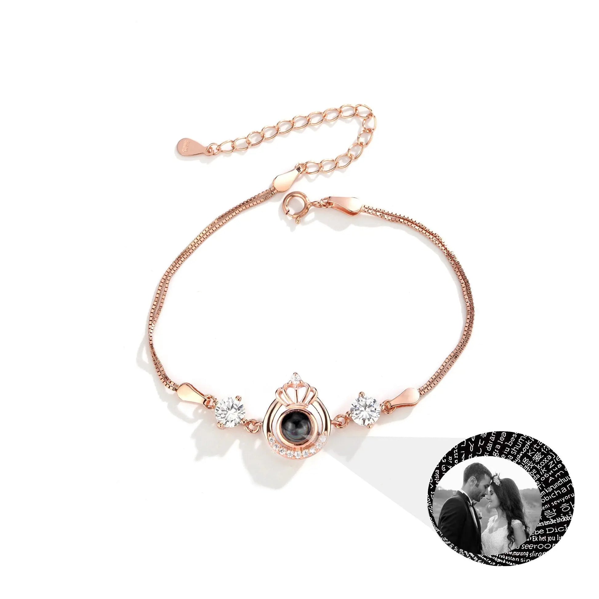 Projection queen crown bracelet for customized photos Couple Bangles For Him - Blade & Thread