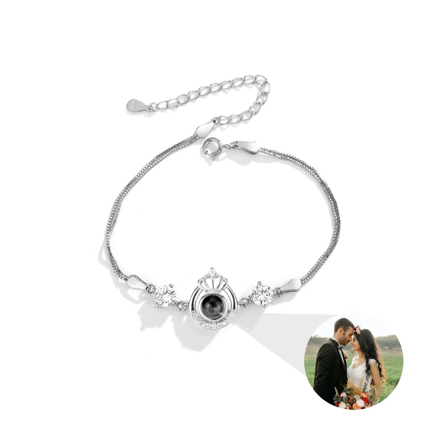 Projection queen crown bracelet for customized photos Couple Bangles For Him - Blade & Thread