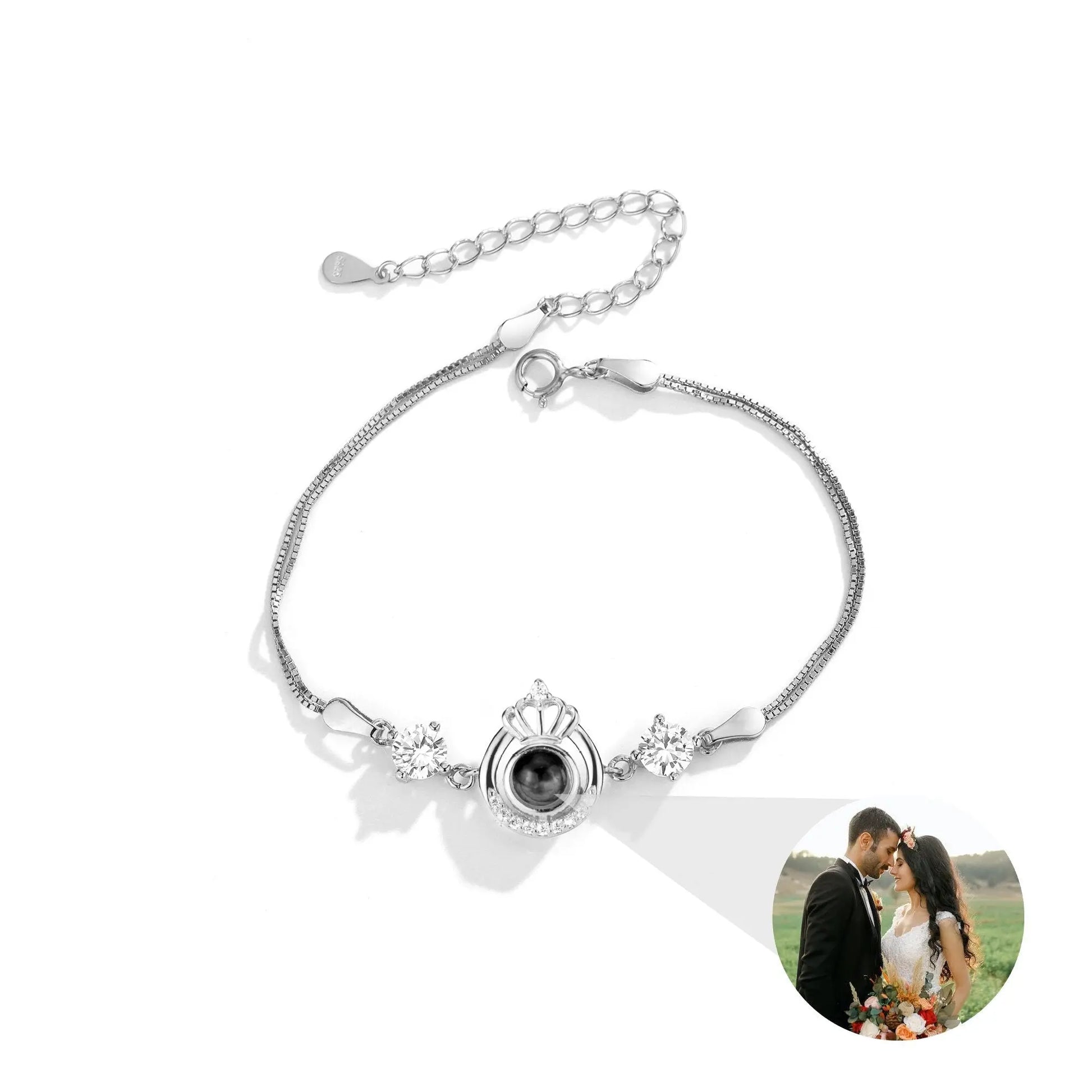 Projection queen crown bracelet for customized photos Couple Bangles For Him - Blade & Thread