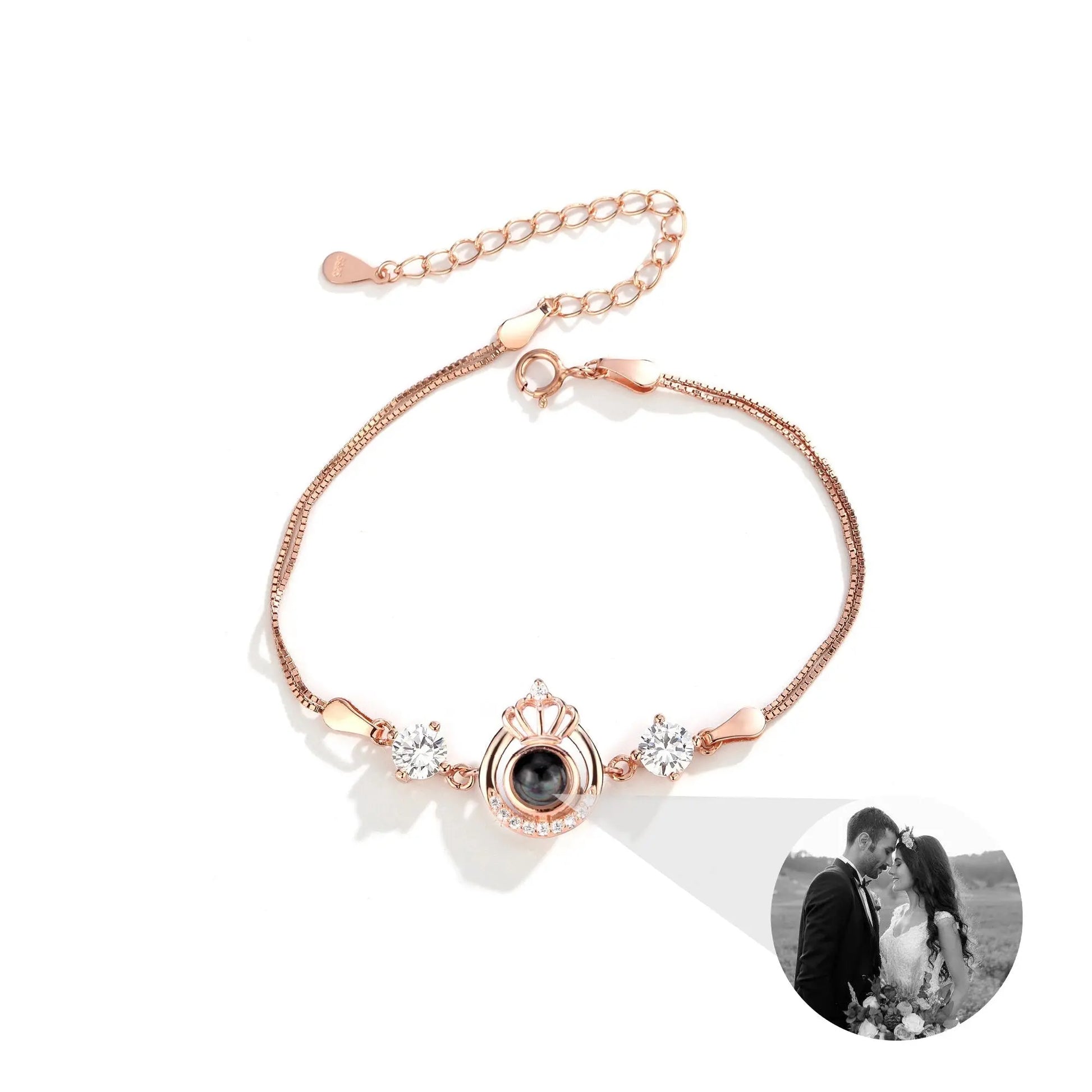 Projection queen crown bracelet for customized photos Couple Bangles For Him - Blade & Thread