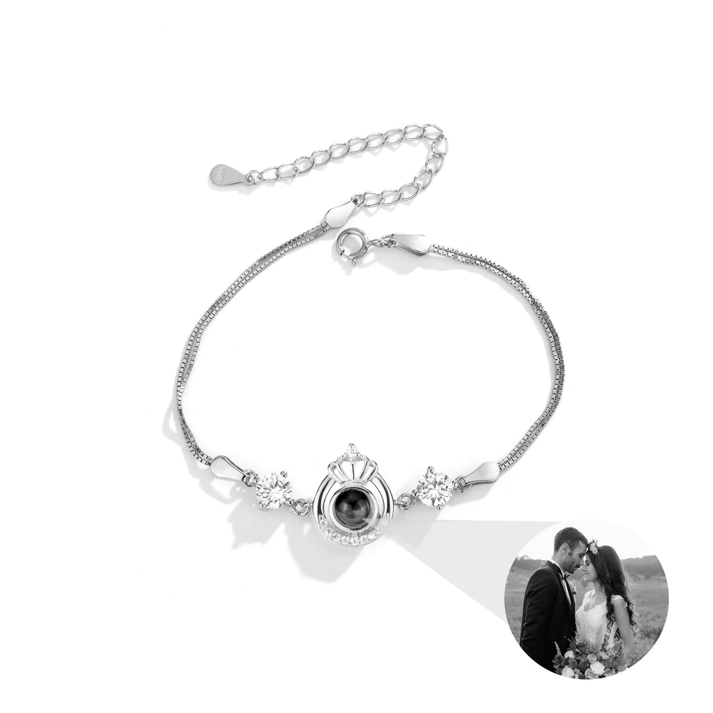 Projection queen crown bracelet for customized photos Couple Bangles For Him - Blade & Thread