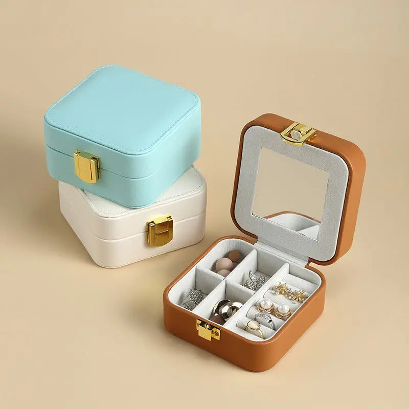 pu leather candy-colored mirror jewelry box - Blade & Thread