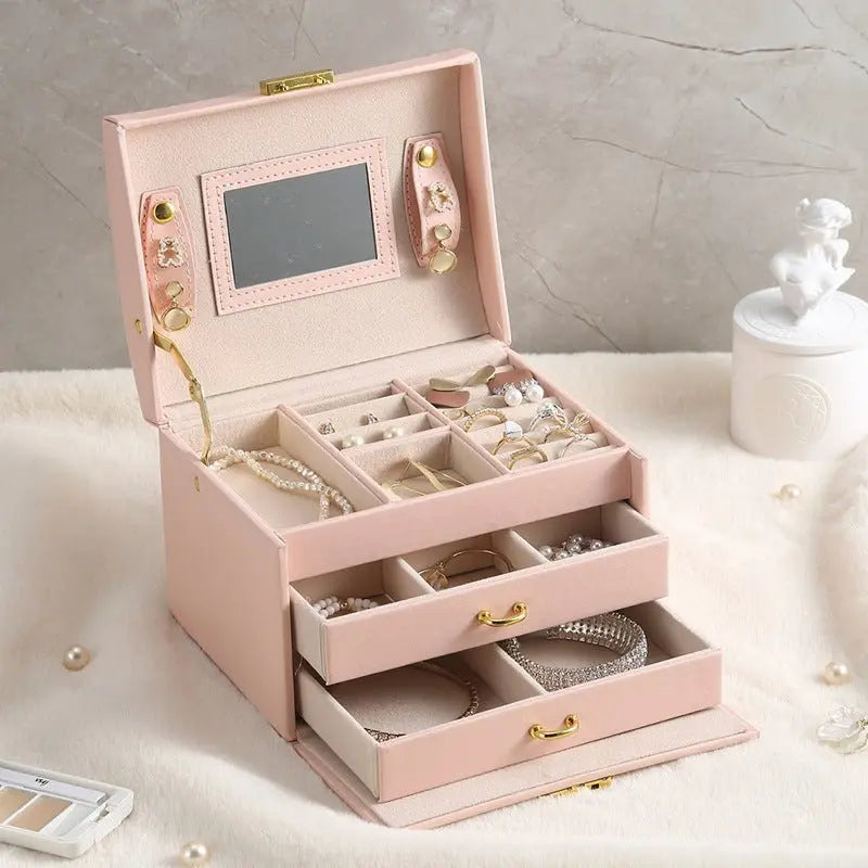 PU leather dustproof large capacity drawer jewelry box - Blade & Thread