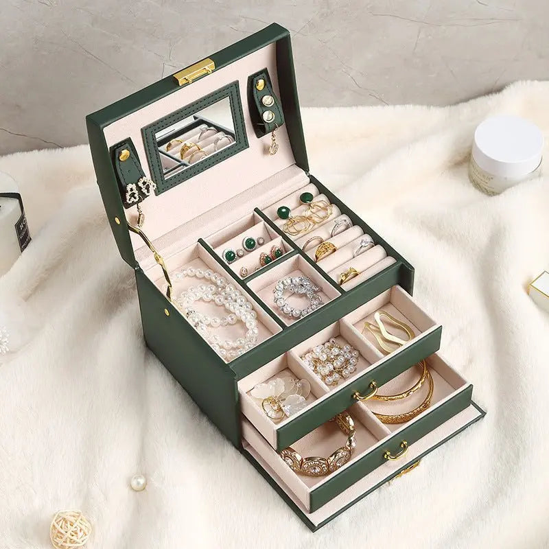 PU leather dustproof large capacity drawer jewelry box - Blade & Thread