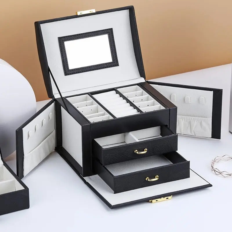 PU leather dustproof large capacity drawer jewelry box - Blade & Thread