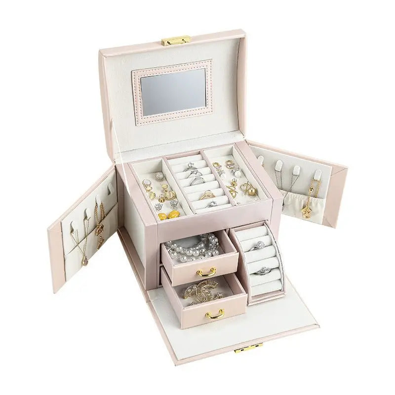 PU leather dustproof large capacity drawer jewelry box - Blade & Thread