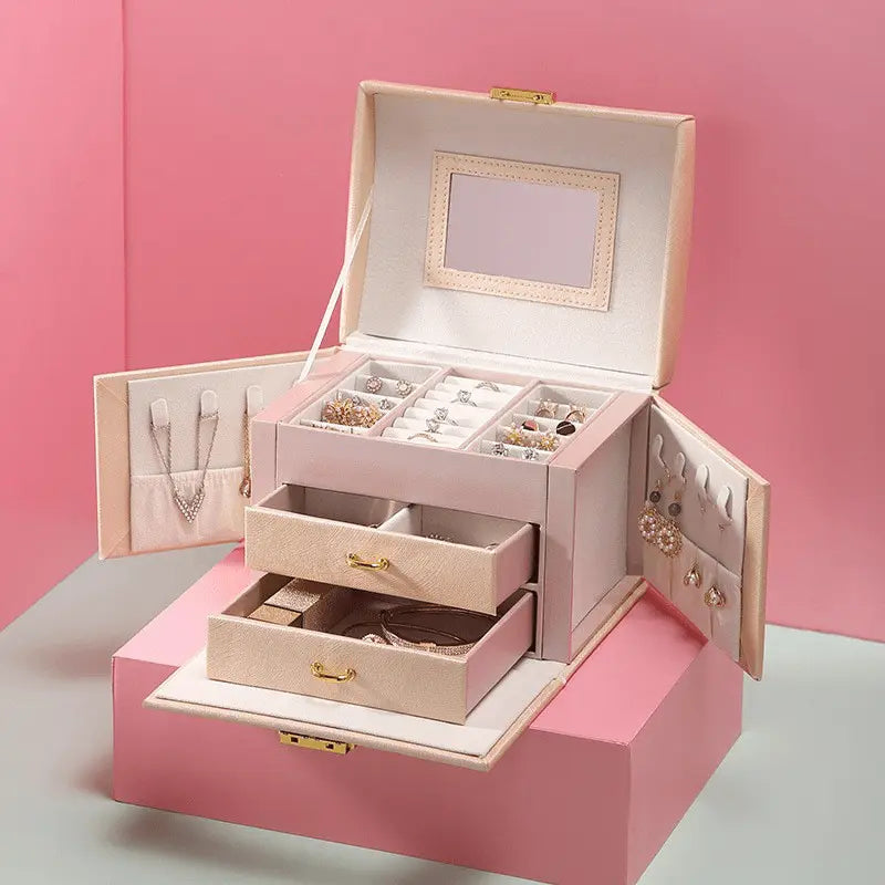 PU leather dustproof large capacity drawer jewelry box - Blade & Thread
