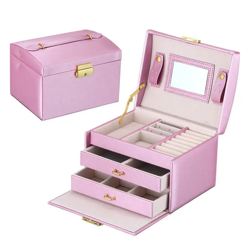 PU leather dustproof large capacity drawer jewelry box - Blade & Thread