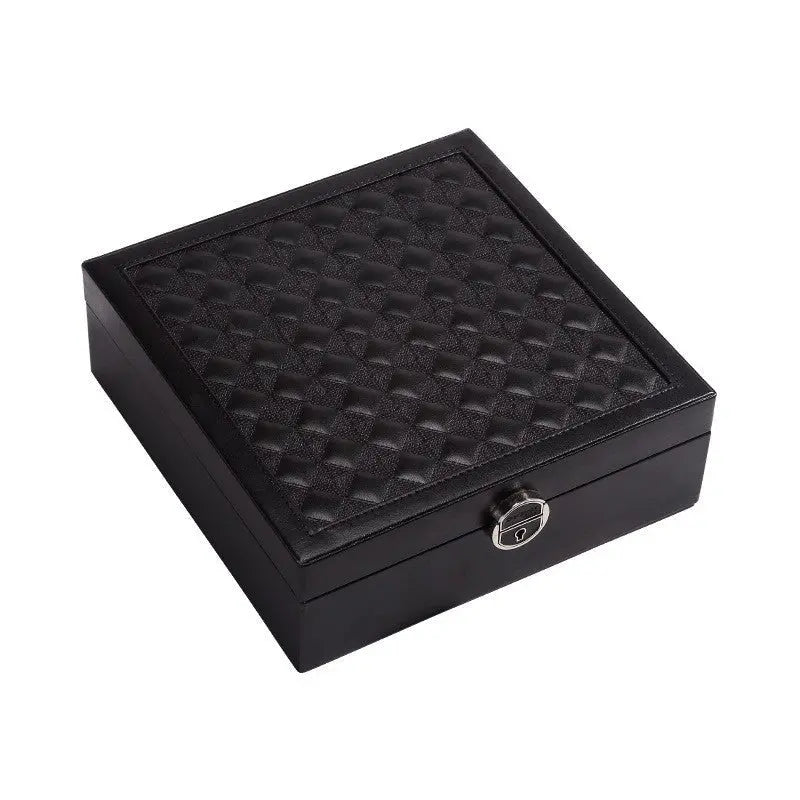 PU leather lockable mirror three-layer single-layer jewelry box - Blade & Thread