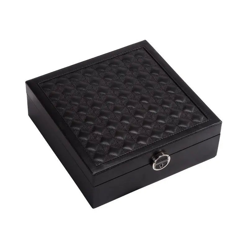 PU leather lockable mirror three-layer single-layer jewelry box - Blade & Thread
