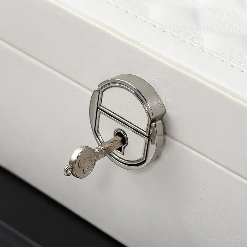 PU leather lockable mirror three-layer single-layer jewelry box - Blade & Thread