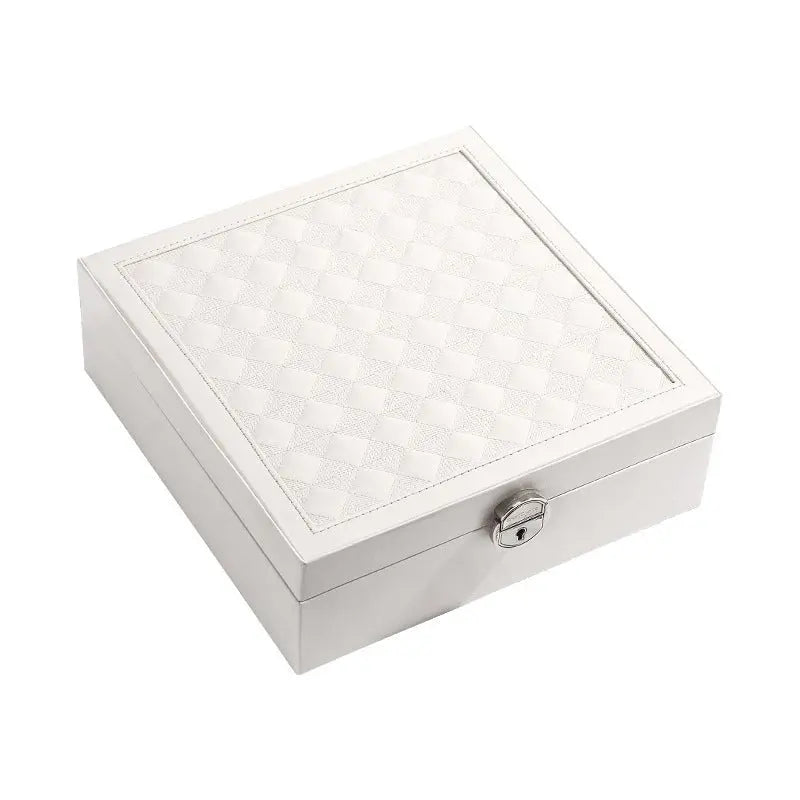 PU leather lockable mirror three-layer single-layer jewelry box - Blade & Thread