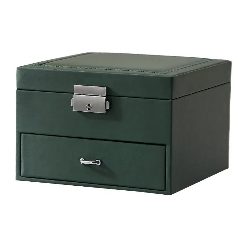 PU leather simple lock drawer table jewelry armoire - Blade & Thread