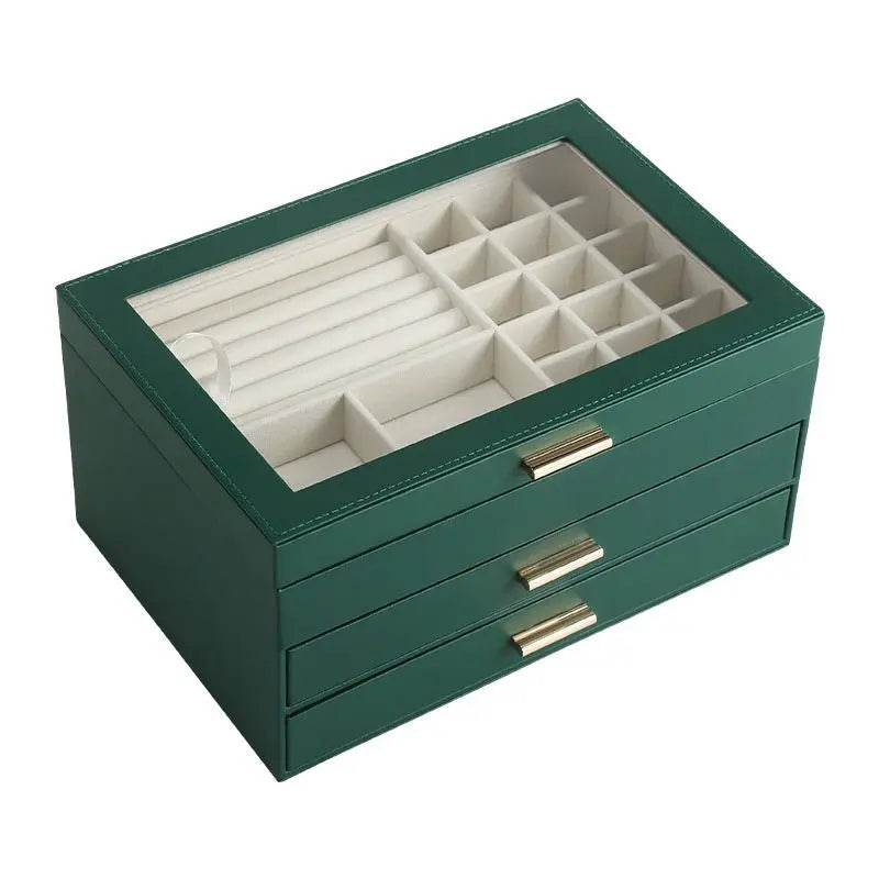 PU leather window multi-layer drawer-style jewelry box - Blade & Thread