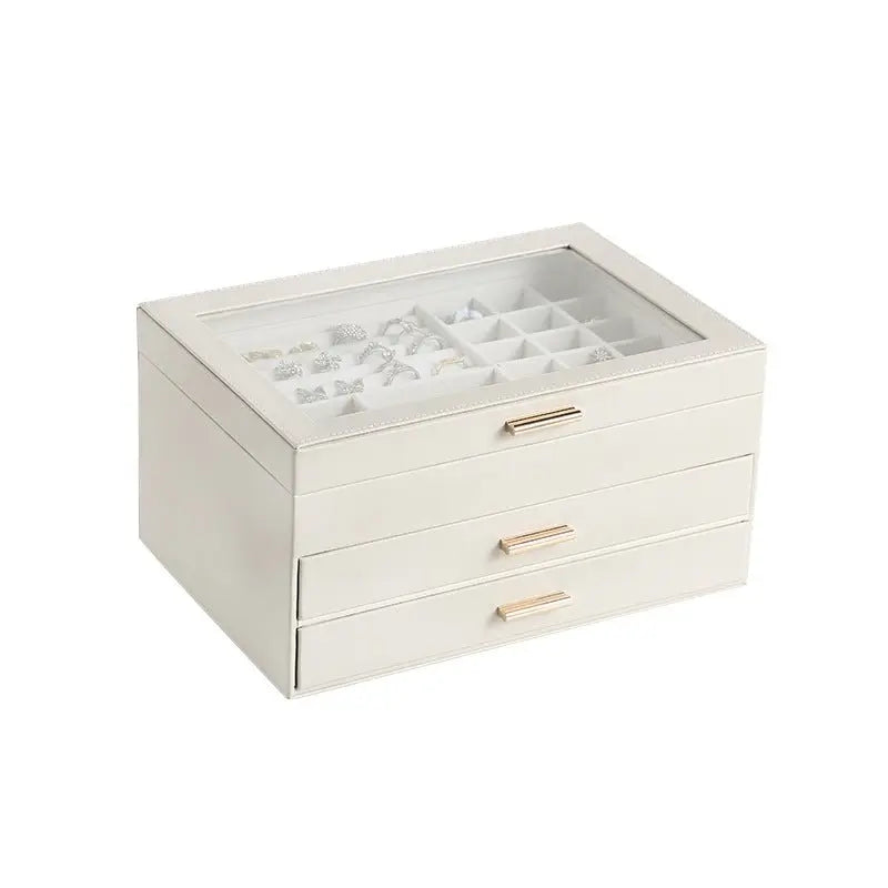PU leather window multi-layer drawer-style jewelry box - Blade & Thread