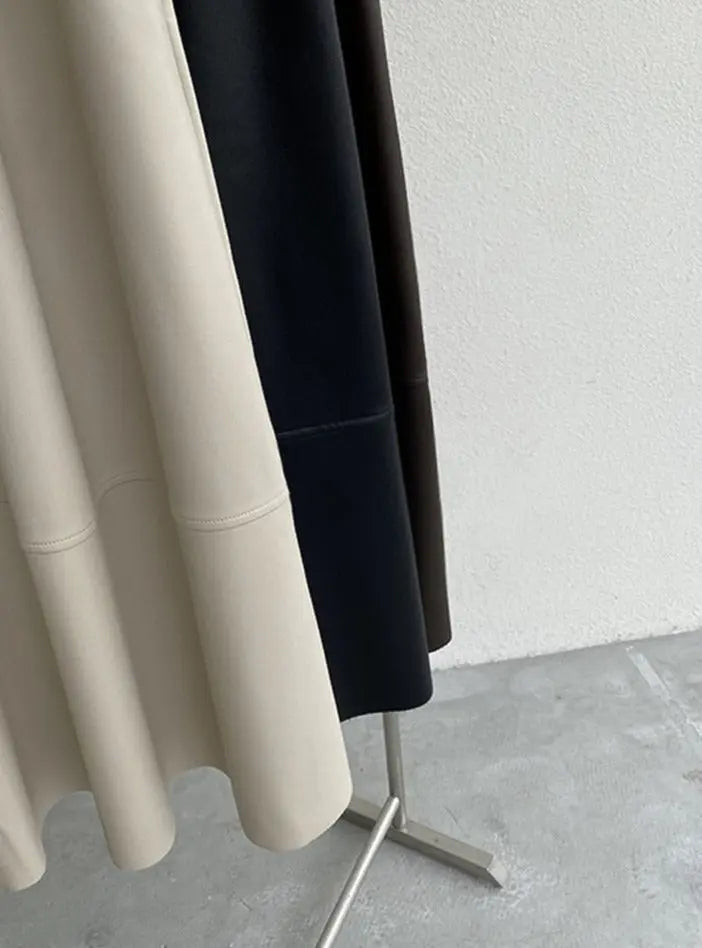 PU Skirts Elastic High Waist Pockets Faux Leather A-line Skirts - Blade & Thread