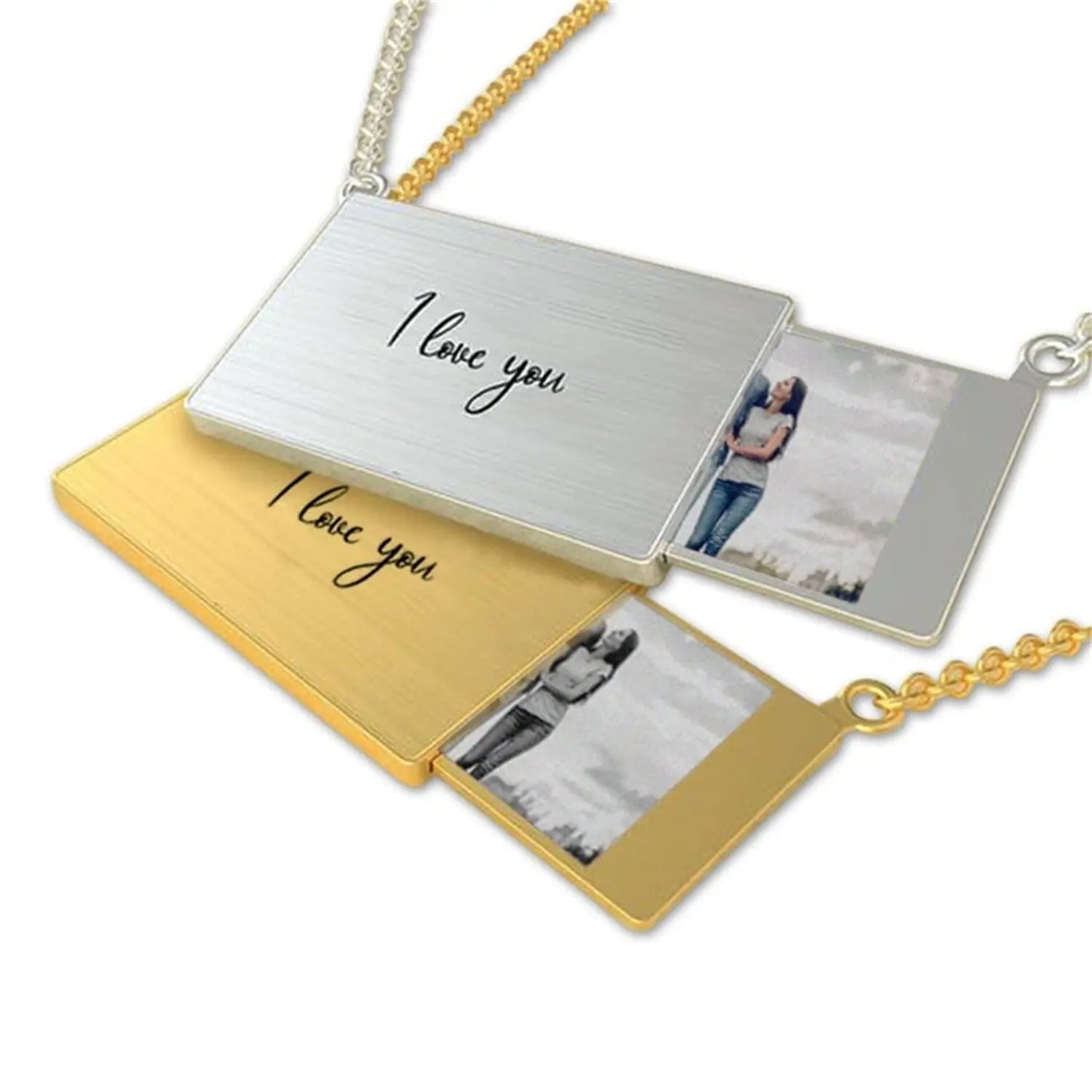 Pull-Out Envelope Necklace Personalized Engraved Photo Locket Unique Pendant - Blade & Thread